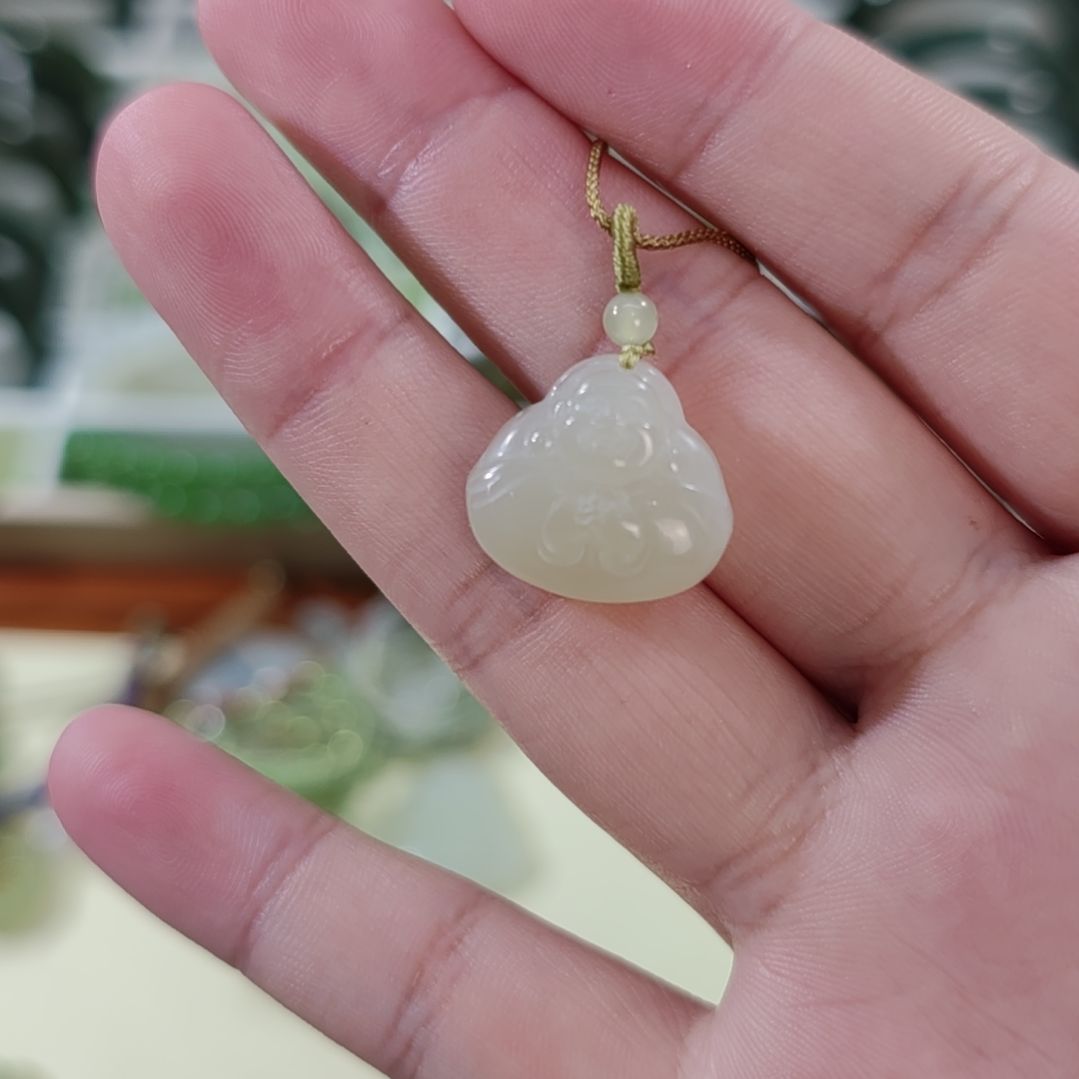 和田玉未镶嵌手链晴水和田玉抱抱佛吊坠×1