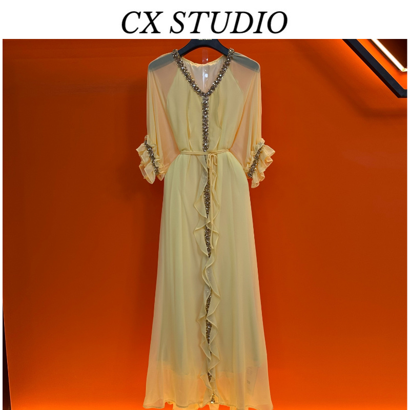 QC编码50 经典收腰轻奢时尚春夏季连衣裙（定制女装） GL2052