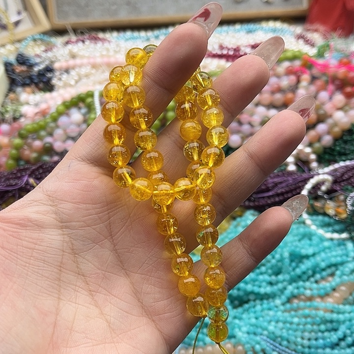 玛瑙/玉髓珠宝半成品未镶嵌一条8mm左右黄阿塞