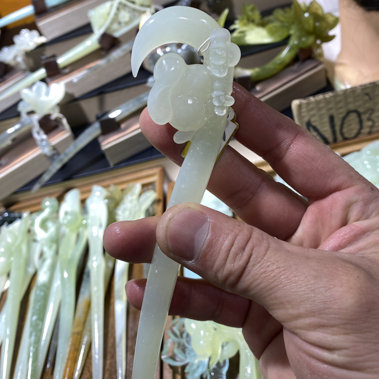 岫玉发簪、头饰、汉服发饰、简约玉簪、日常百搭、古风玉簪、精致发簪