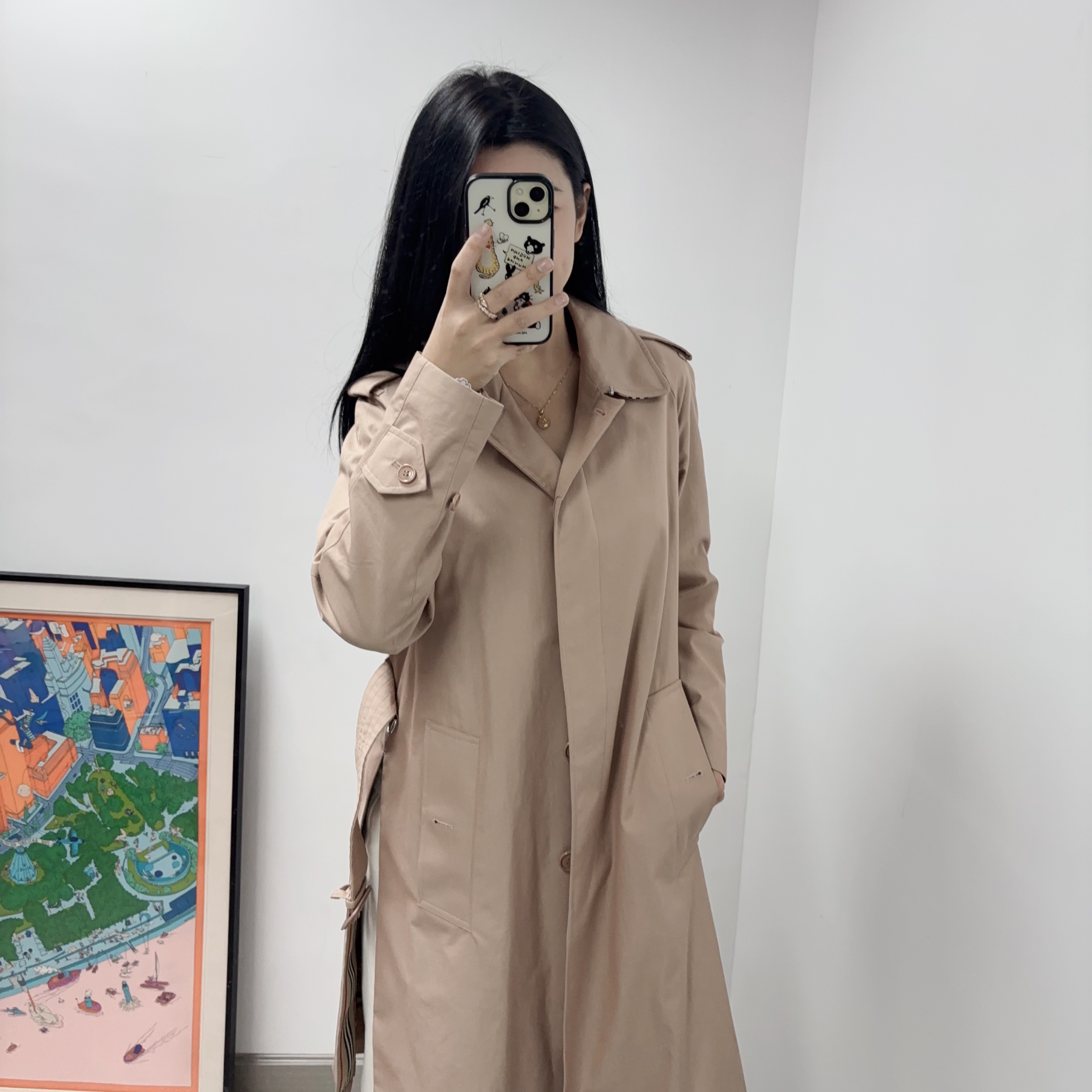 95新 BURBERRY/博柏利 风衣粉黄色4码/251214CXH6Z08