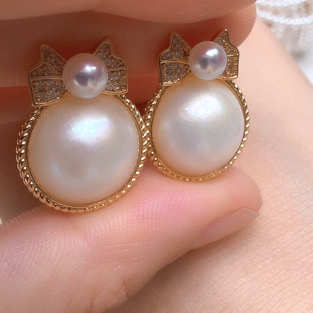 耳饰未镶嵌拼合珍珠（马贝珠）