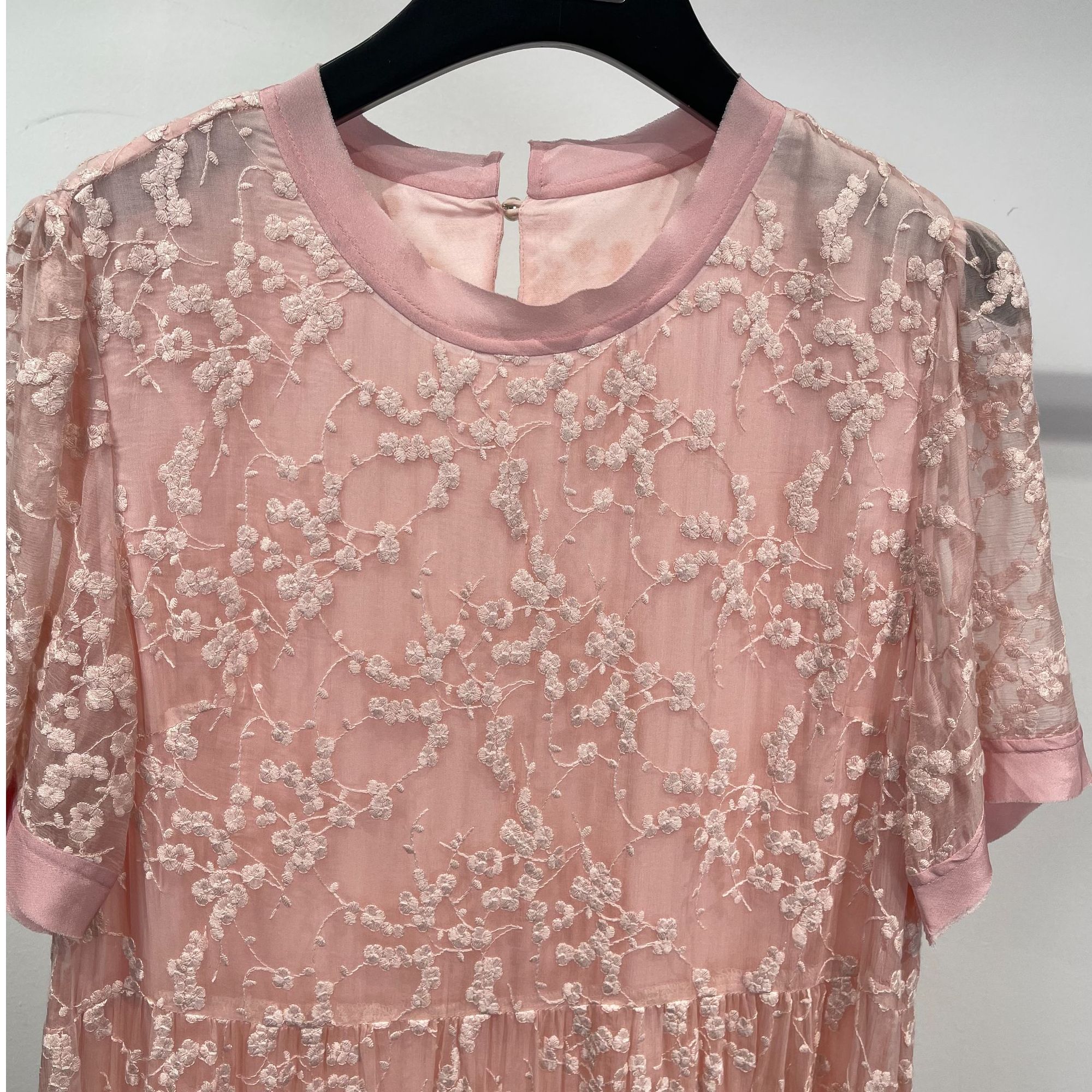 特价欧式重磅桑蚕丝连衣裙女25新款短袖气质重工刺绣真丝