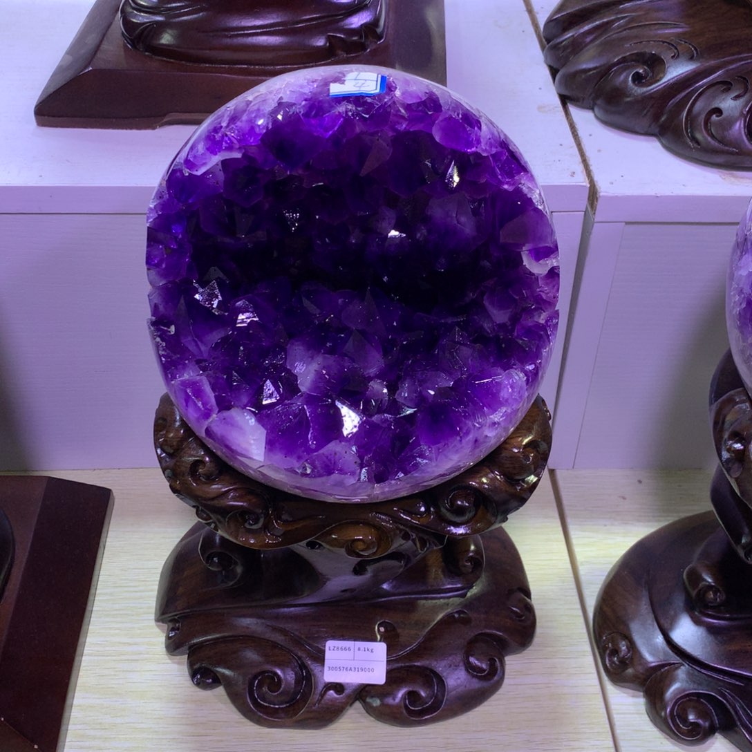 未镶嵌大型摆件（非配饰）紫晶巴西大牙全抛光开口笑