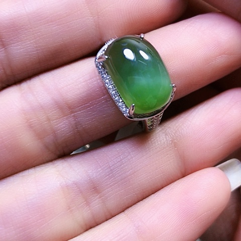 和田玉银S925镶嵌戒指