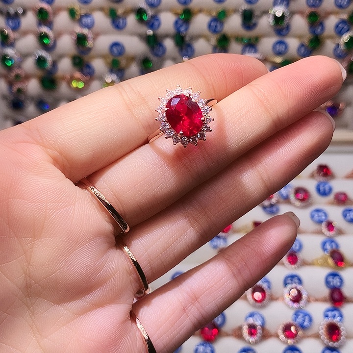 红宝石戒指银S925镶嵌11(8*10)