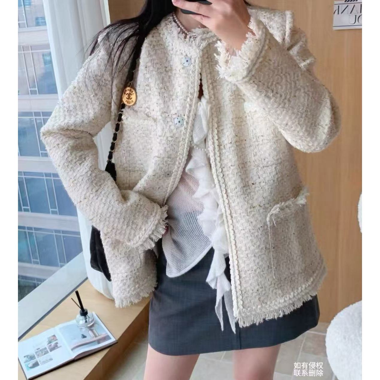 『朱小姐』2025粗花呢小香风圆领精致感外套  G621