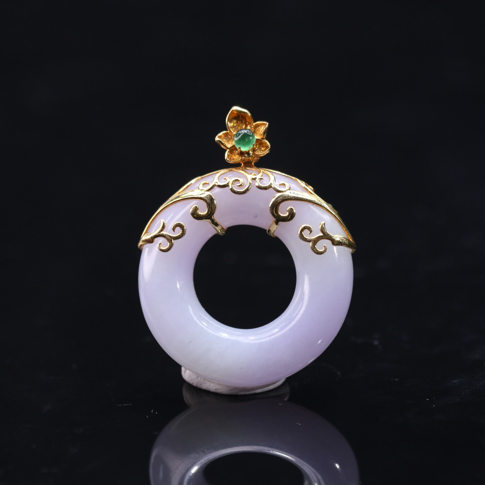 12天然缅甸翡翠A货18k甜甜圈吊坠/201121/上海嘉禾拍卖