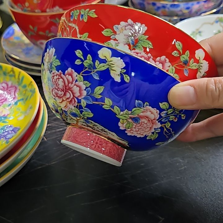 瓷片微瑕珐琅彩5寸2个米饭碗666