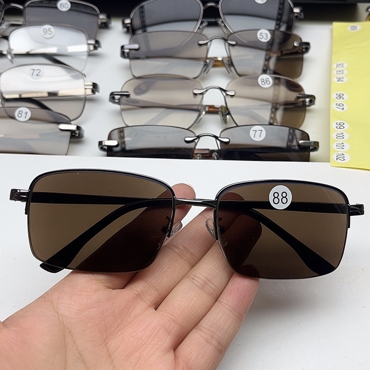 无框深茶色半框，88