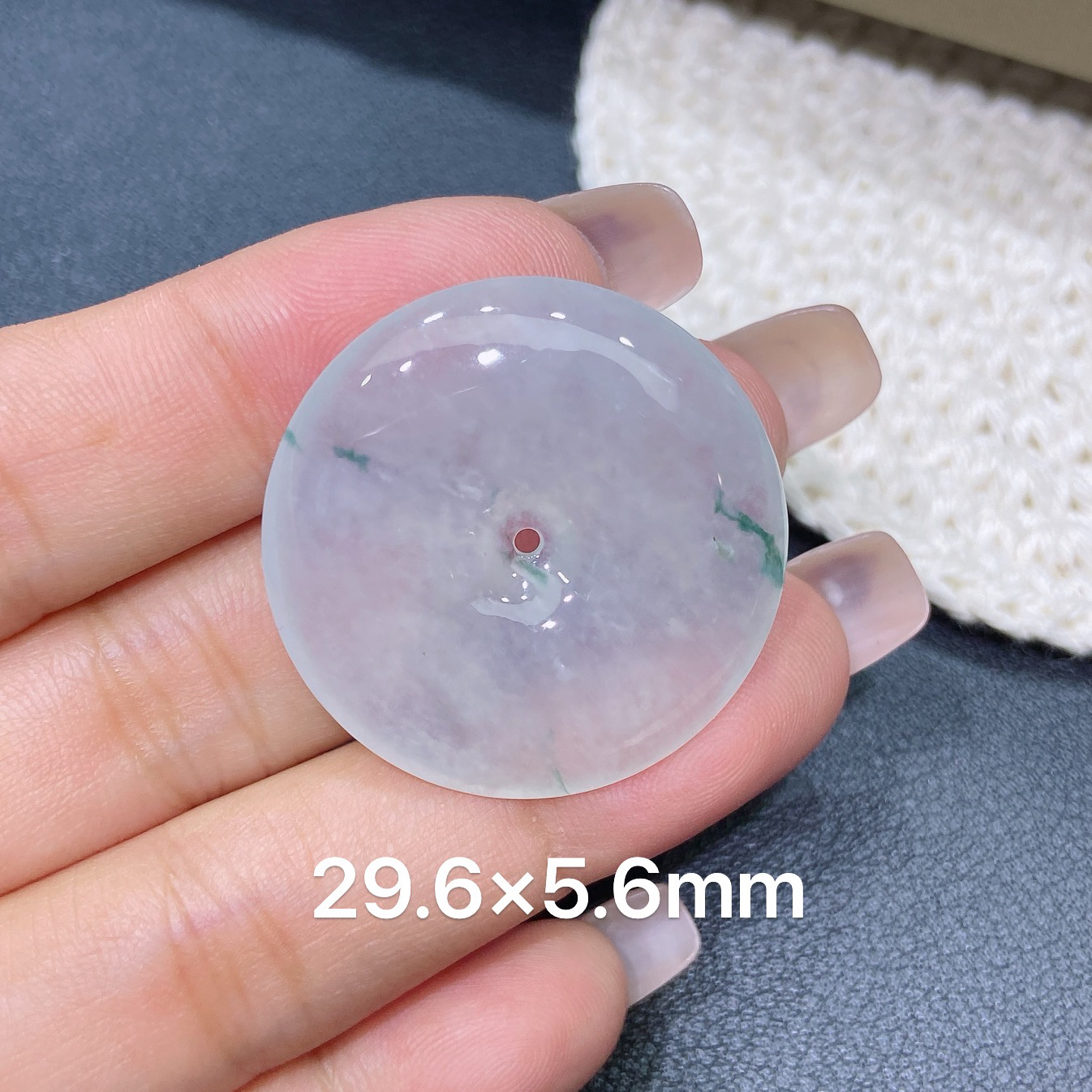 缅甸天然A货翡翠 老坑冰种灵动飘花平安扣吊坠 玉质细腻 k102