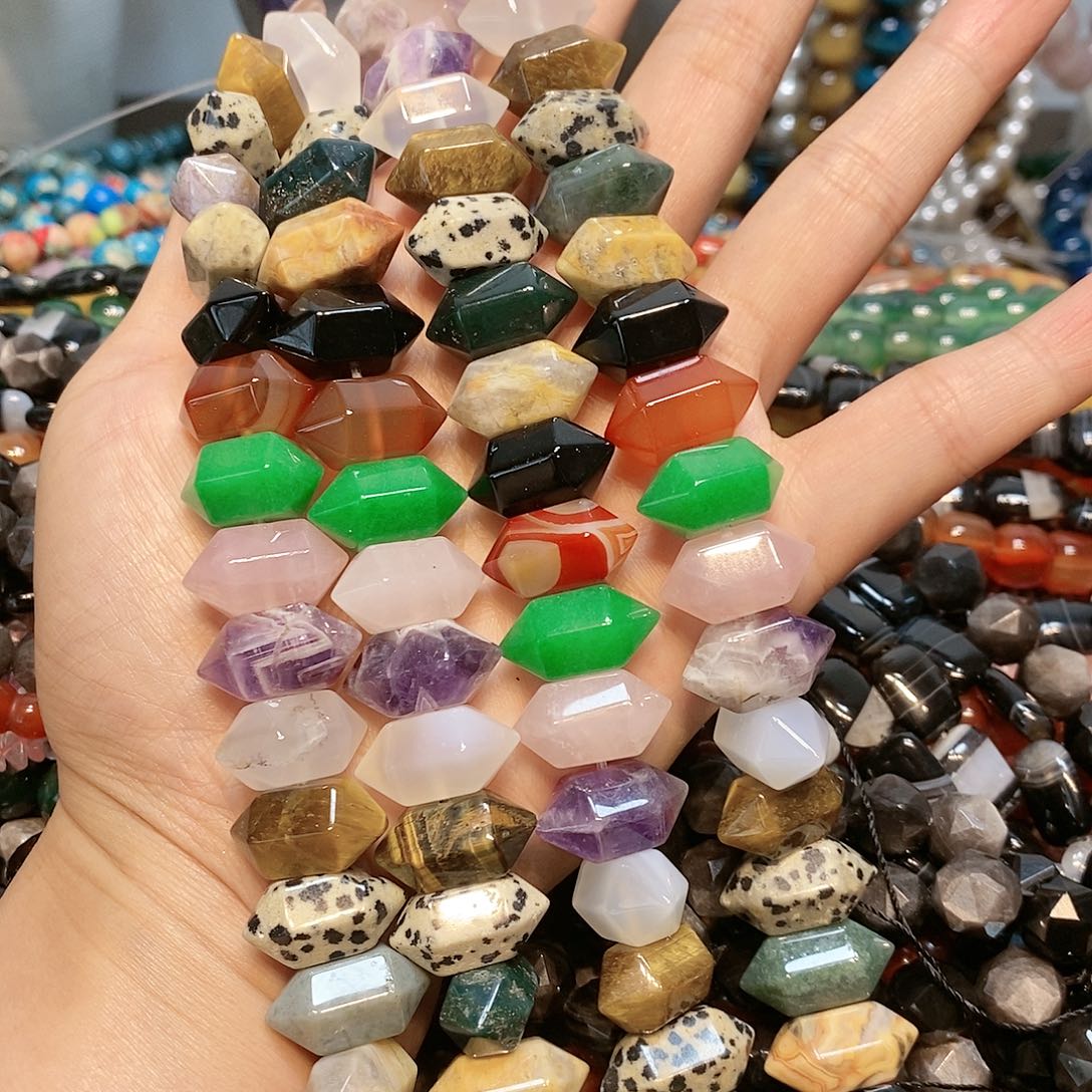 玛瑙/玉髓散珠天然多宝双尖