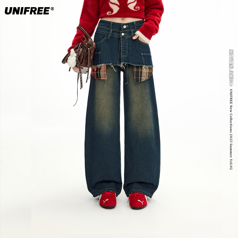 【芋总专属】UNIFREE蓝色耐磨牛仔裤U253P260B1B1