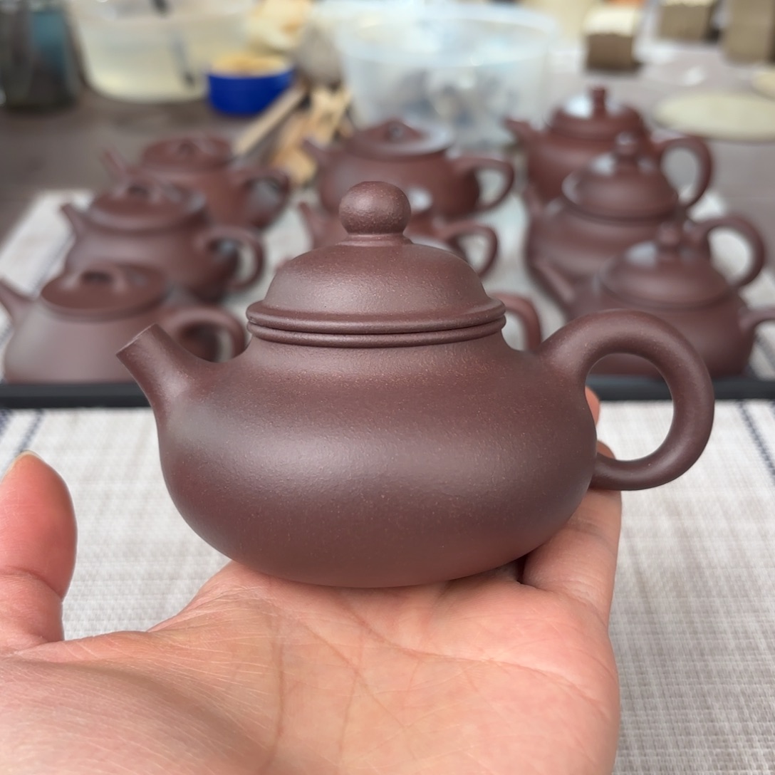 钟***文紫砂茶壶半手工老紫泥容天壶150cc