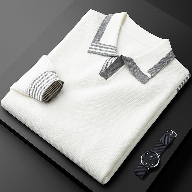 假两件针织衫男毛衣衬衫领秋冬男士毛线衣内搭打底男款上衣9912