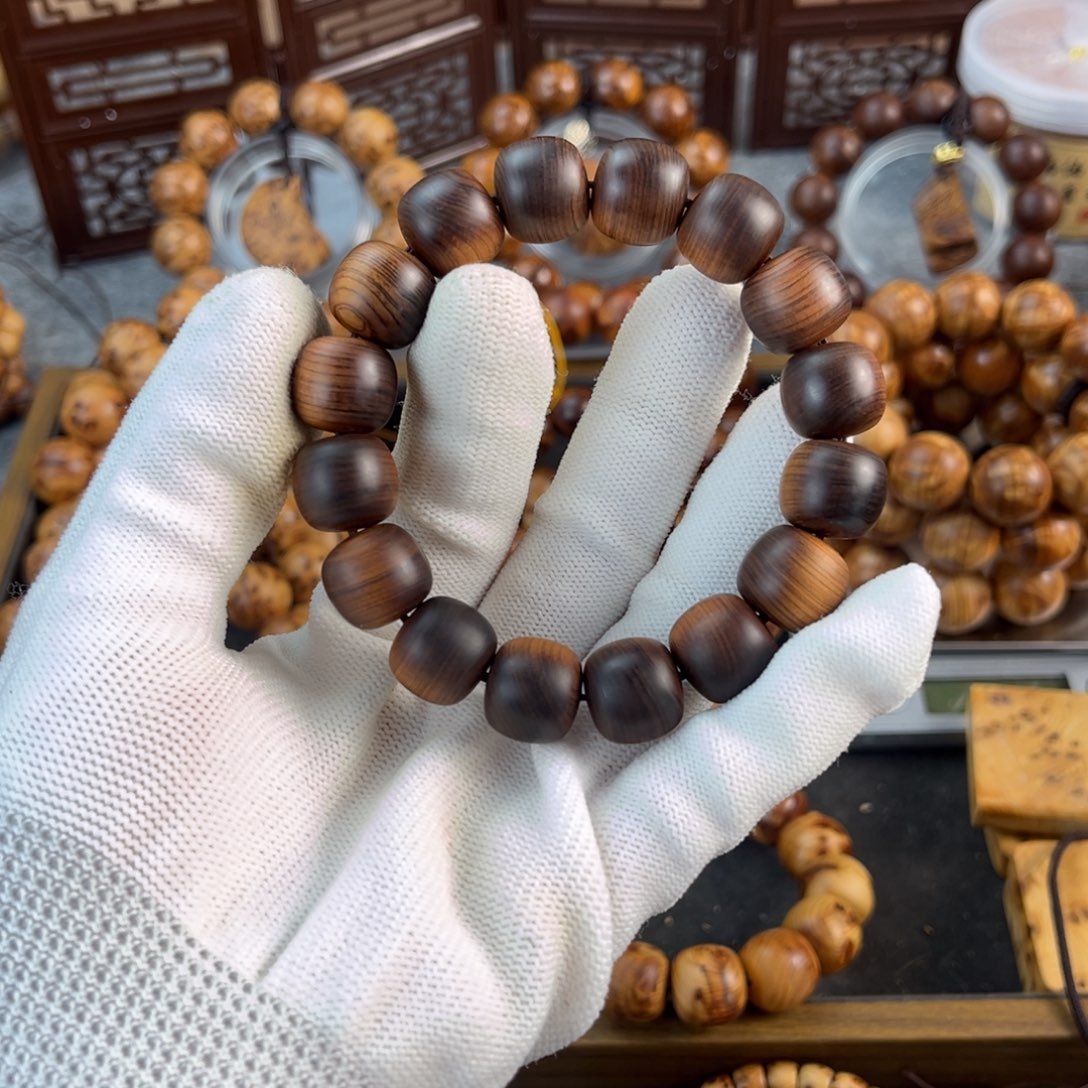 柏木手串/手链太行崖柏1.3 1.4陈化黑油骨料