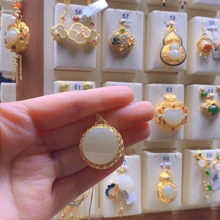 和田玉颈饰银S925镶嵌