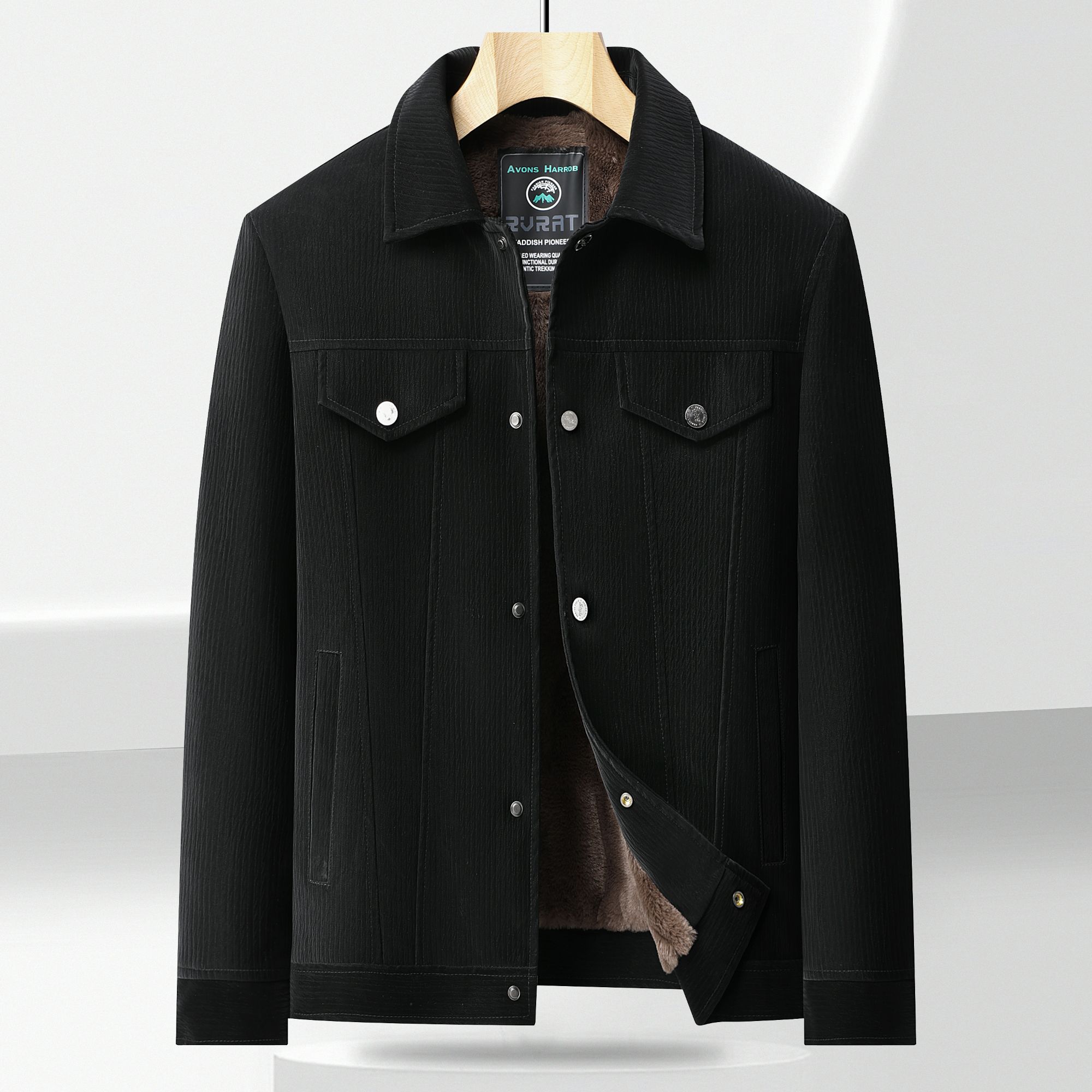 2025翻领鹿皮植绒皮夹克秋冬款-333