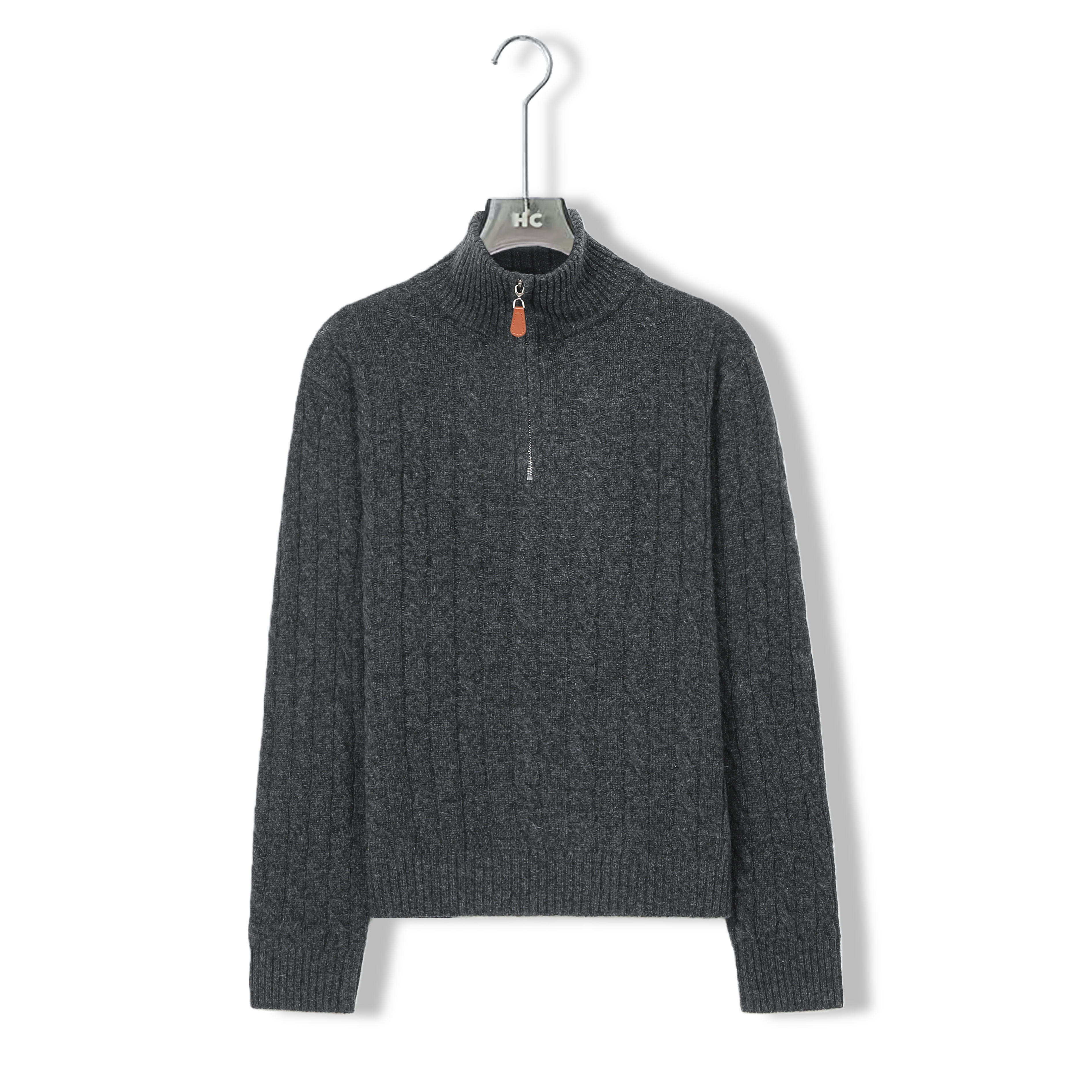 【大喜专属】100%绵羊毛麻花纹皮标立领加厚针织衫上衣女5961