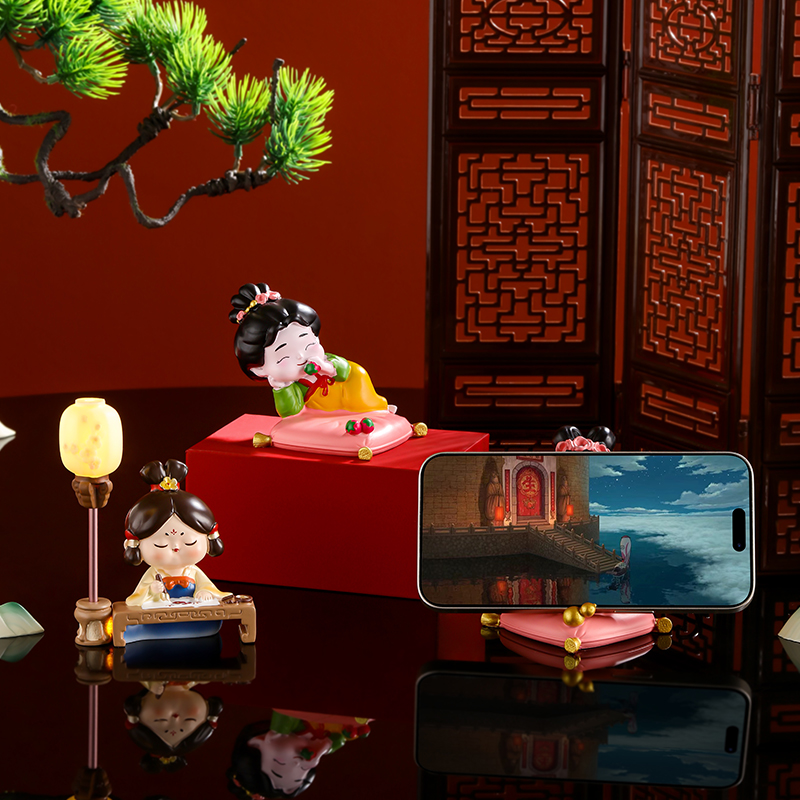 唐宫夜宴西安文创纪念品唐仕女手机支架小摆件办公室电脑桌摆件