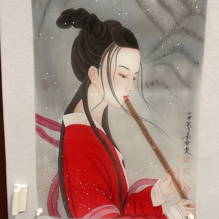 往***风落地款崔老师仕女图开三