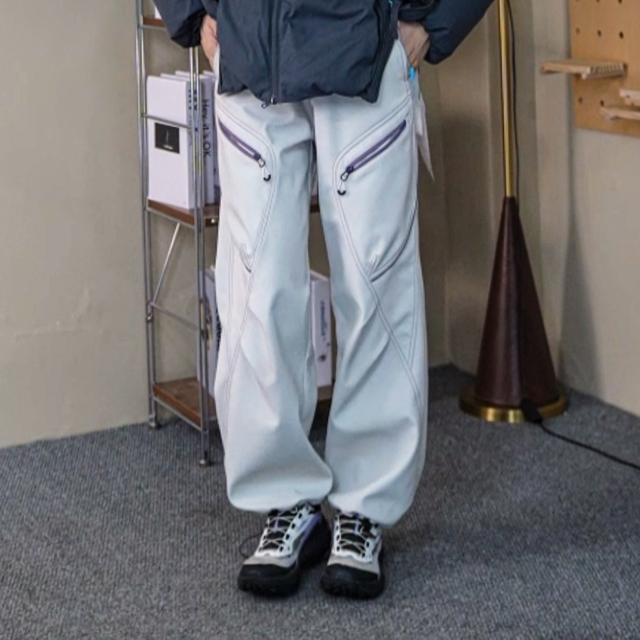 【户外三防加绒】机能解构百搭冲锋裤吸湿透气真口袋男女同款K020-1