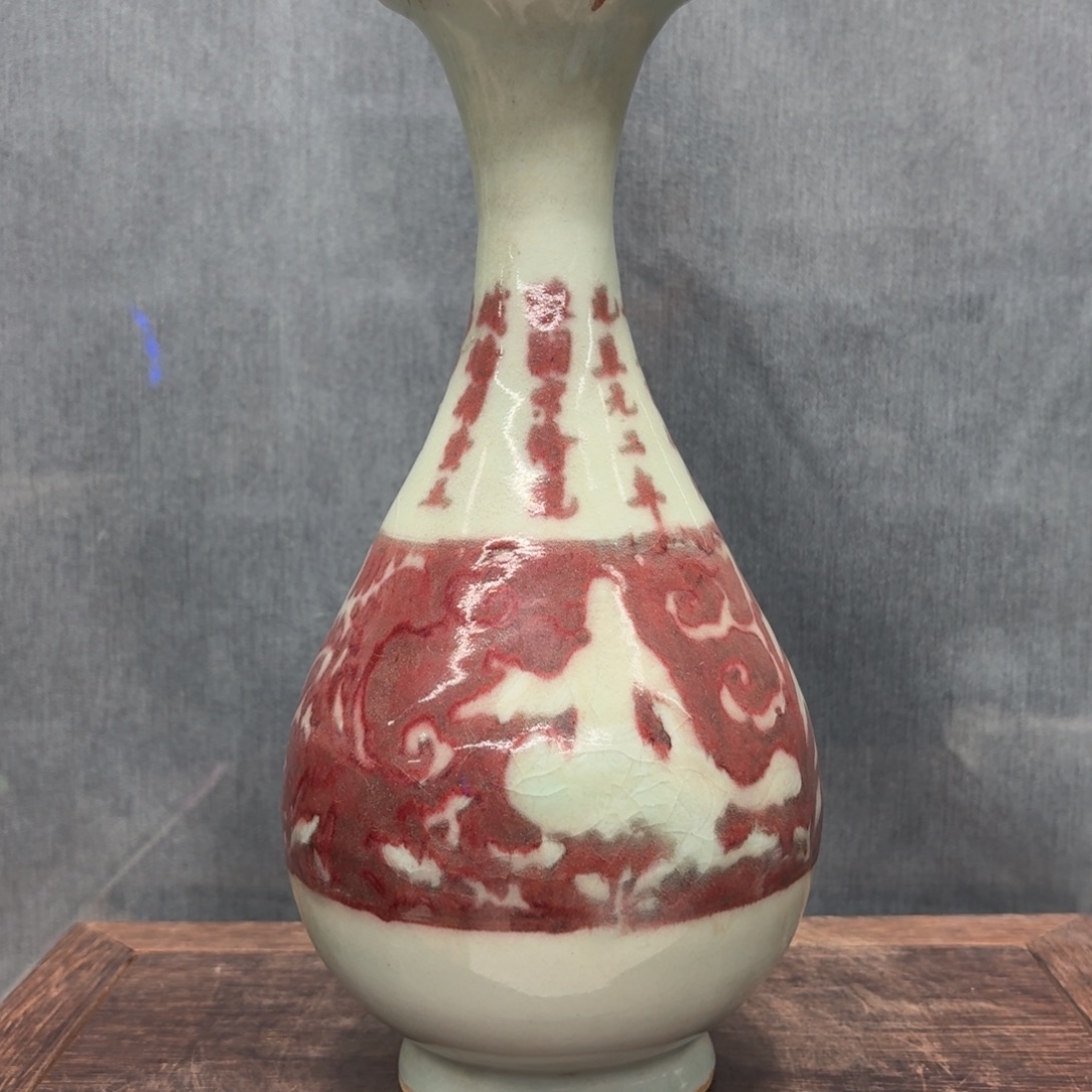 美***野摆件瓷瓷器工艺品摆件釉里红