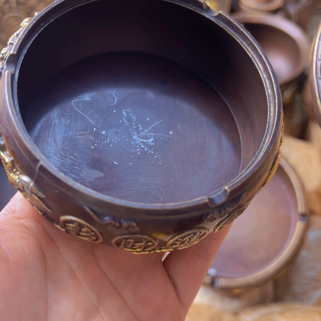 原矿风磨铜烟灰缸