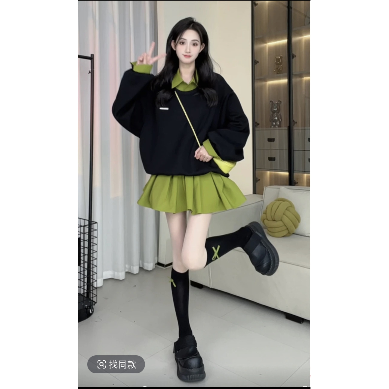 韩版气质宽松休闲卫衣连衣裙女装2025春季新款高级假两件撞色裙子