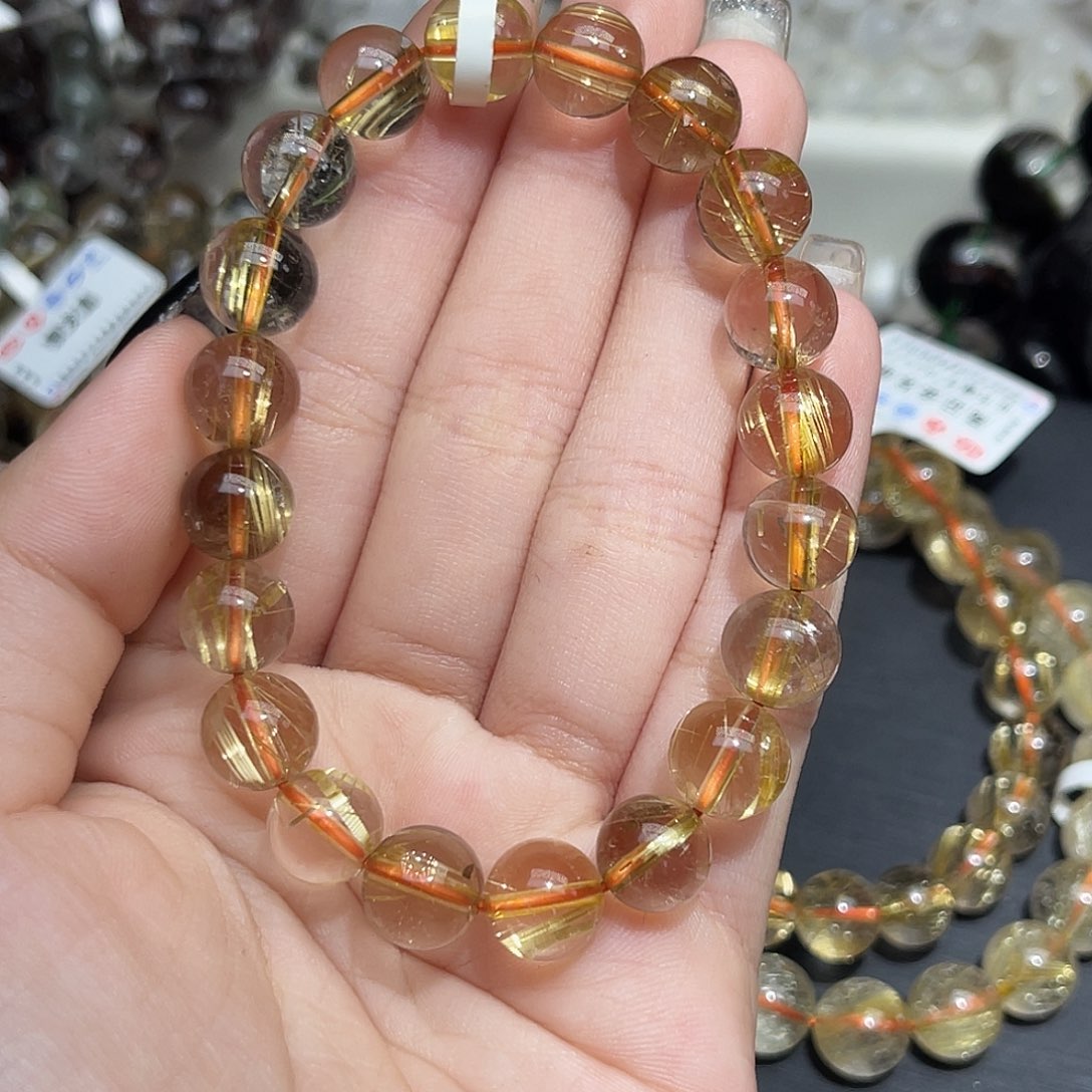 水晶手链未镶嵌大****心金发晶9+