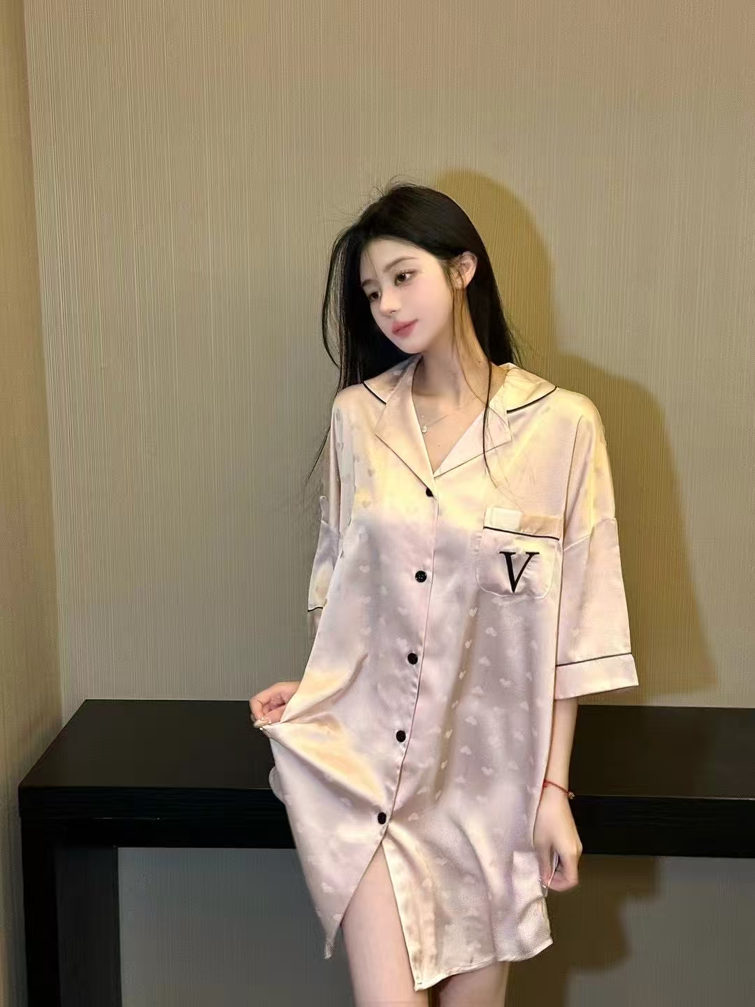 短袖睡裙女春夏丝质网红短袖家居服男薄款休闲夏季礼盒装