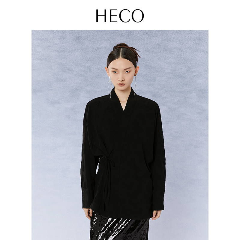 HECO【掩面扇】新中式国风纯色衬衫女2025春季新款飞机袖汉服外套