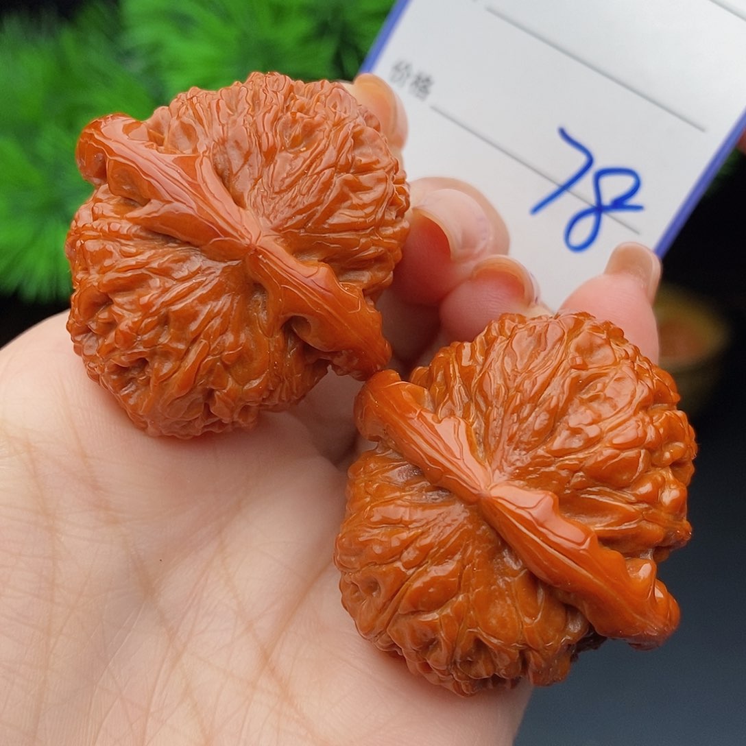 文玩核桃把件40球白78