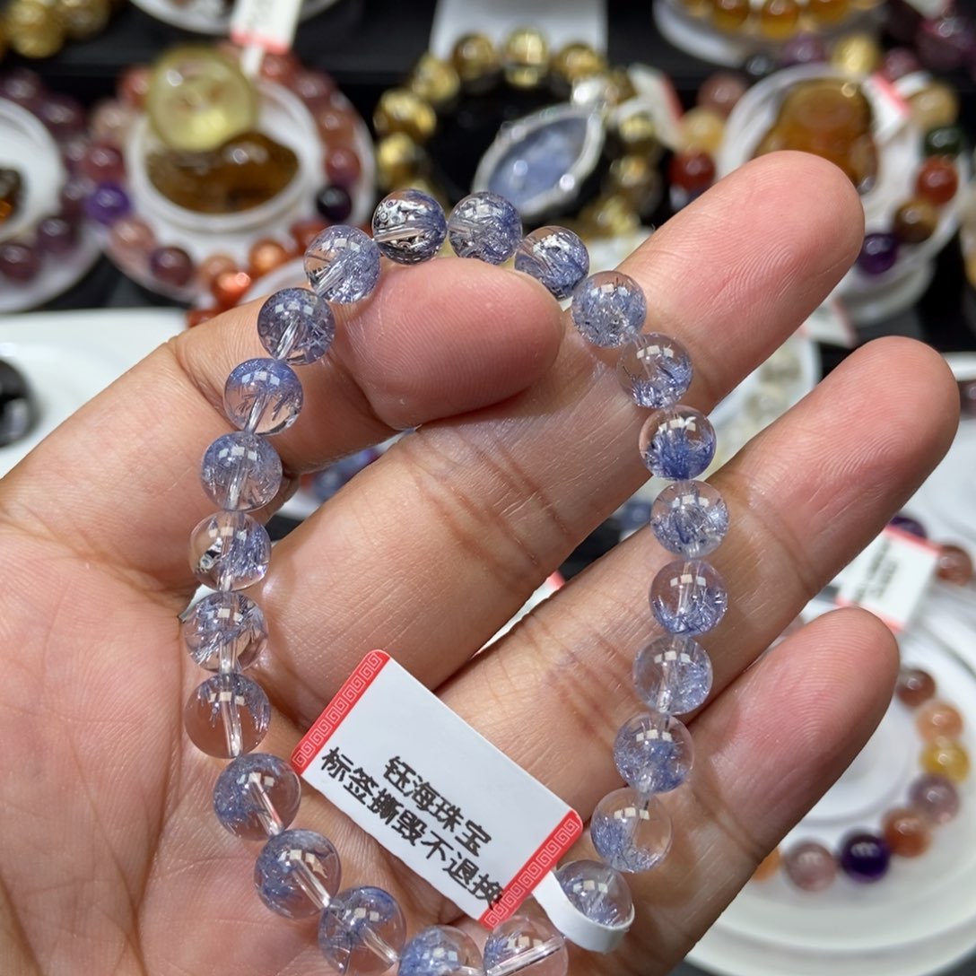 蓝针花手链7未镶嵌水晶
