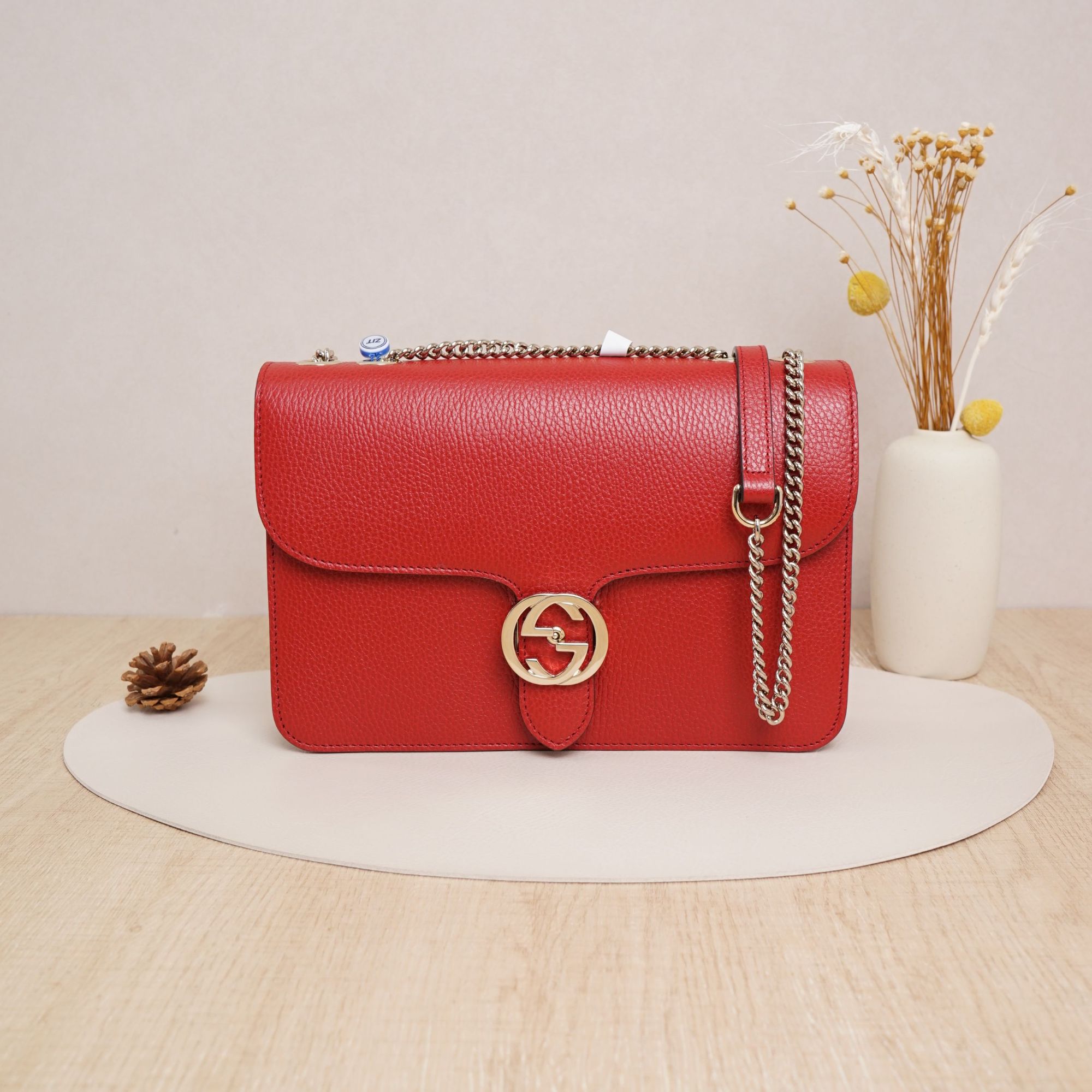 95新 GUCCI/古驰 古驰风琴包红色牛皮/DS036051