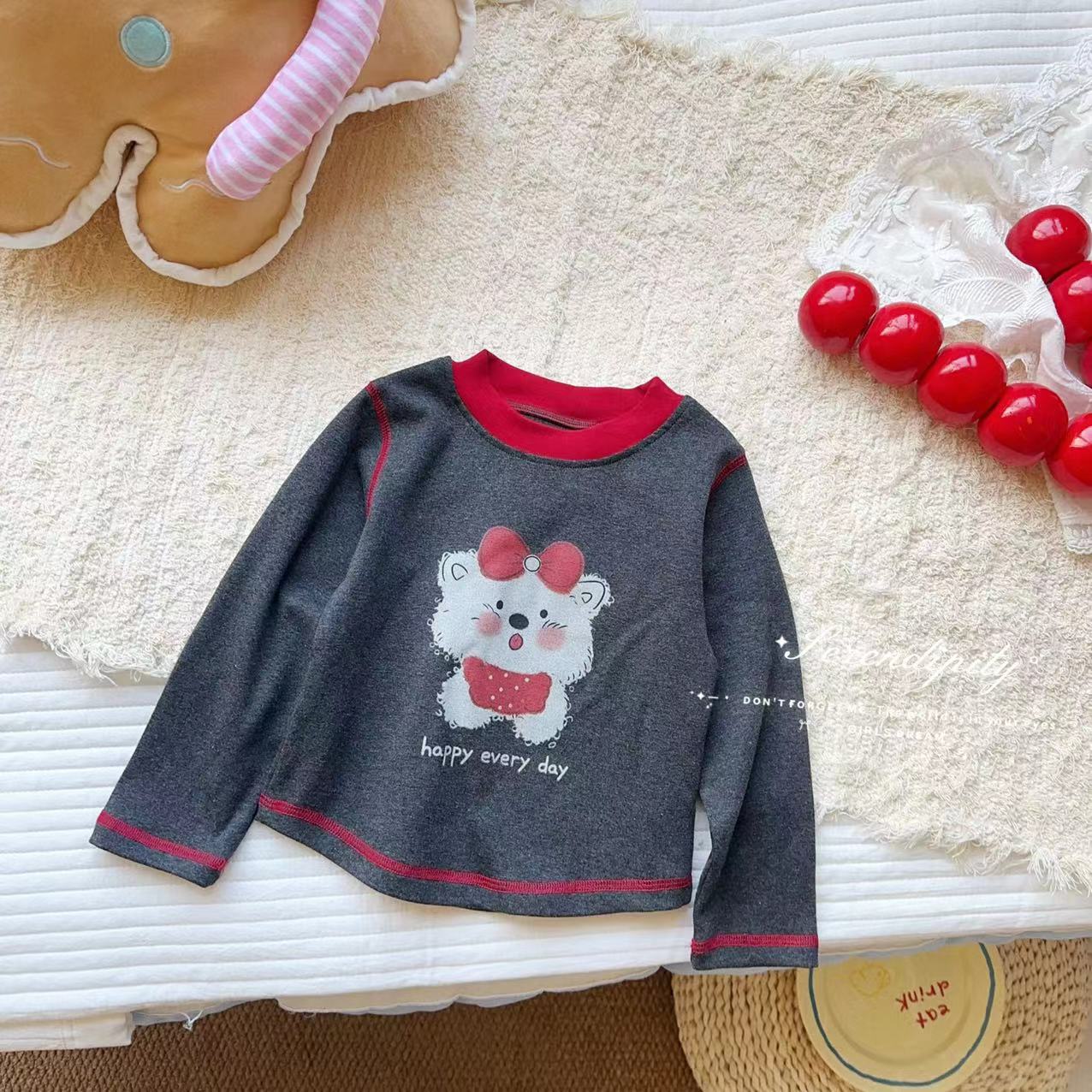 GP汤圆童装【云感柔】冬季韩系甜酷无骨拼接撞色打底衫 YA-3563