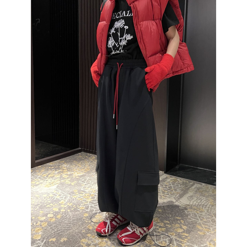 0353【冬季新款】净版斜纹棉大口袋工装加绒阔腿裤（8828）