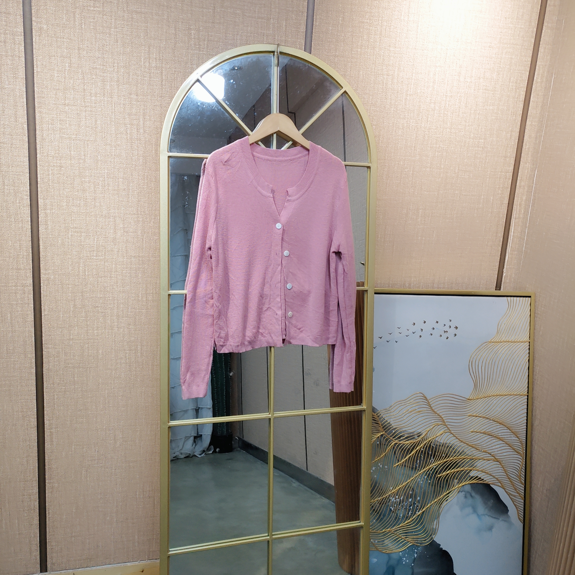 BH333孕妇粉色针织开衫90-130