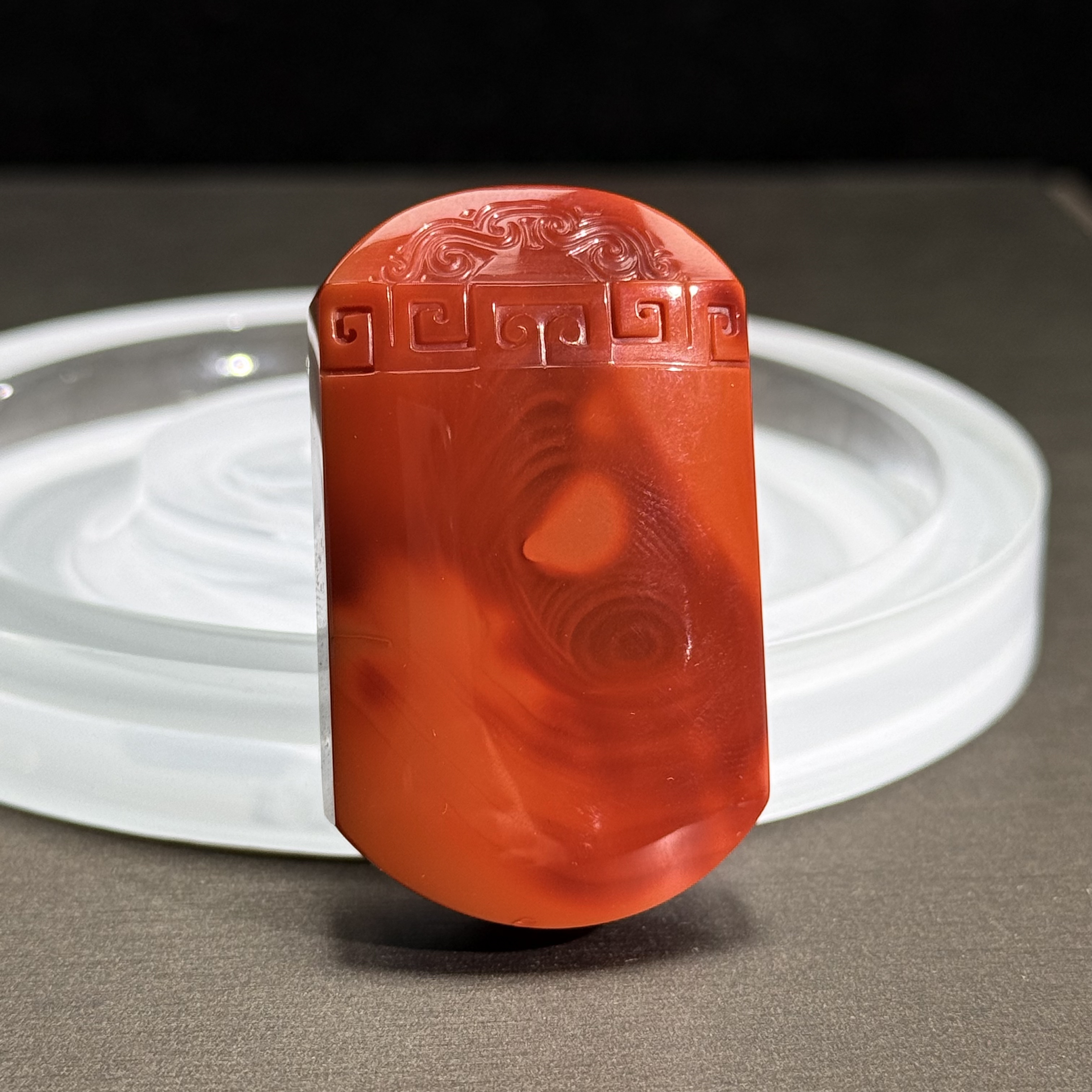 【伟伟鉴定】天然南红 原矿火焰纹双色满肉 仿古无事牌47x28x14