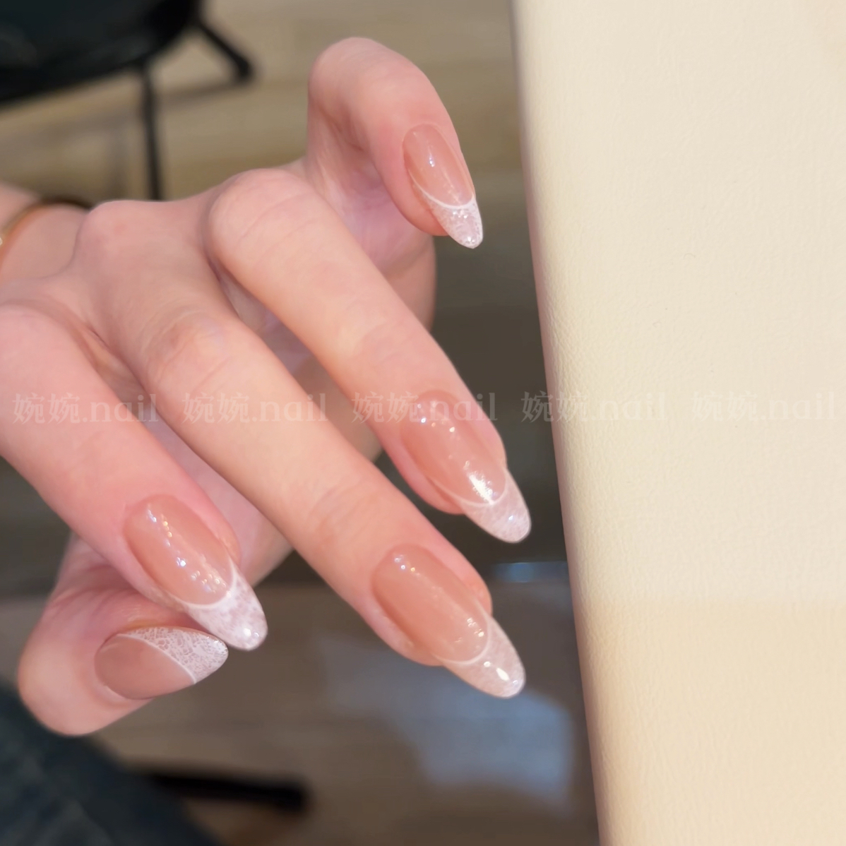 【白蕾丝法式】婉婉 纯手工法式蹭粉百搭设计穿戴甲