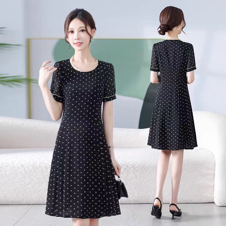2025夏季新款气质显瘦黑色小个子连衣裙女A字裙子