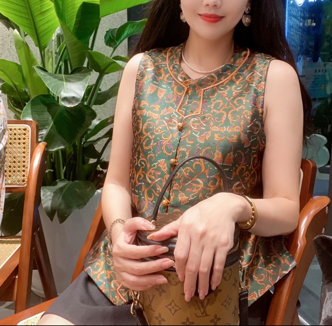尘世间中国风开衫马甲提花优雅圆领复古女士坎肩民族风