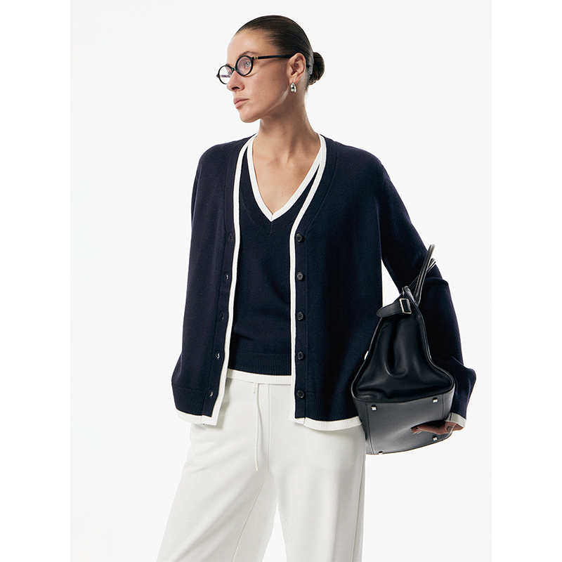 棘光THORNSAURA澳大利亚混纺背心开衫两件套装-T2408SZ230