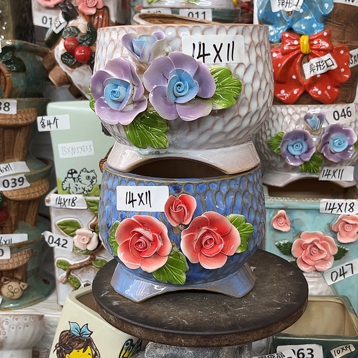 紫砂花盆粗陶材质多肉花盆