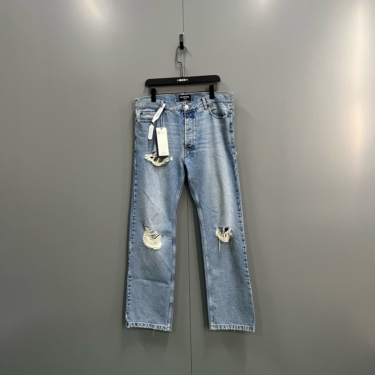 95新 Balenciaga/巴黎世家 （bb）水洗破坏牛仔长裤 32码/bc013989