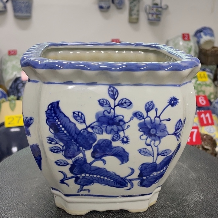 老青花四方小青花盆