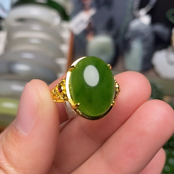 和田玉银S925镶嵌戒指