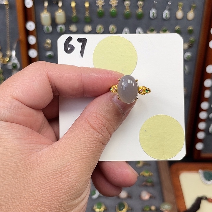 和田玉戒指银S925镶嵌和田玉67