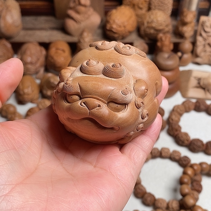 火***廷檀香木无事牌摆件