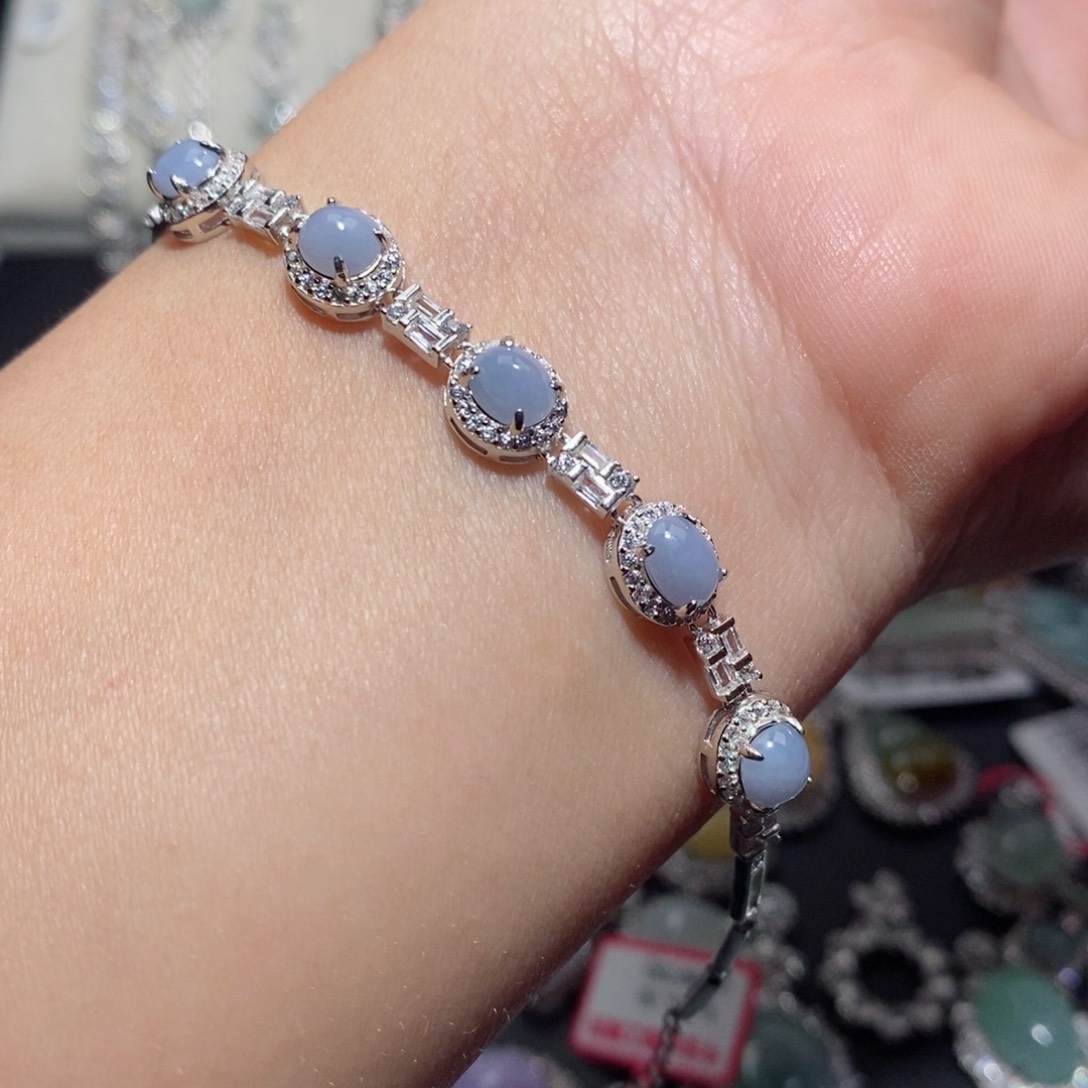 翡翠手链银S925镶嵌h h g f c